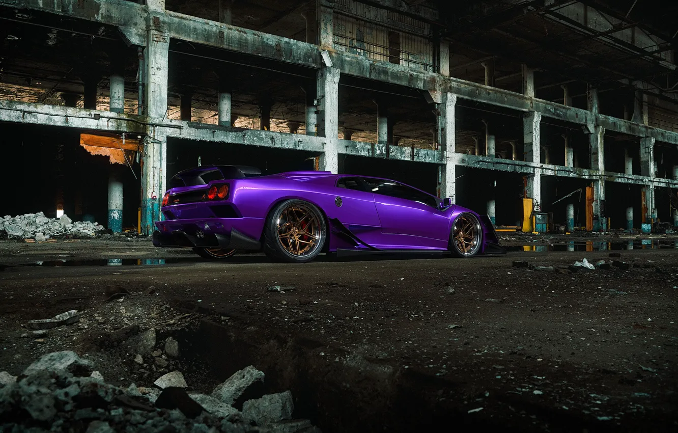 Фото обои Авто, Lamborghini, Машина, Car, Фиолетовый, Автомобиль, Render, Diablo