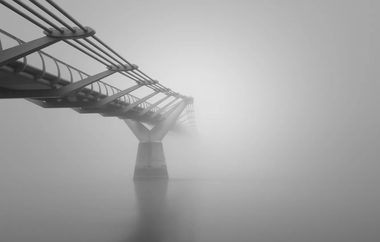 Фото обои мост, Туман, архитектура