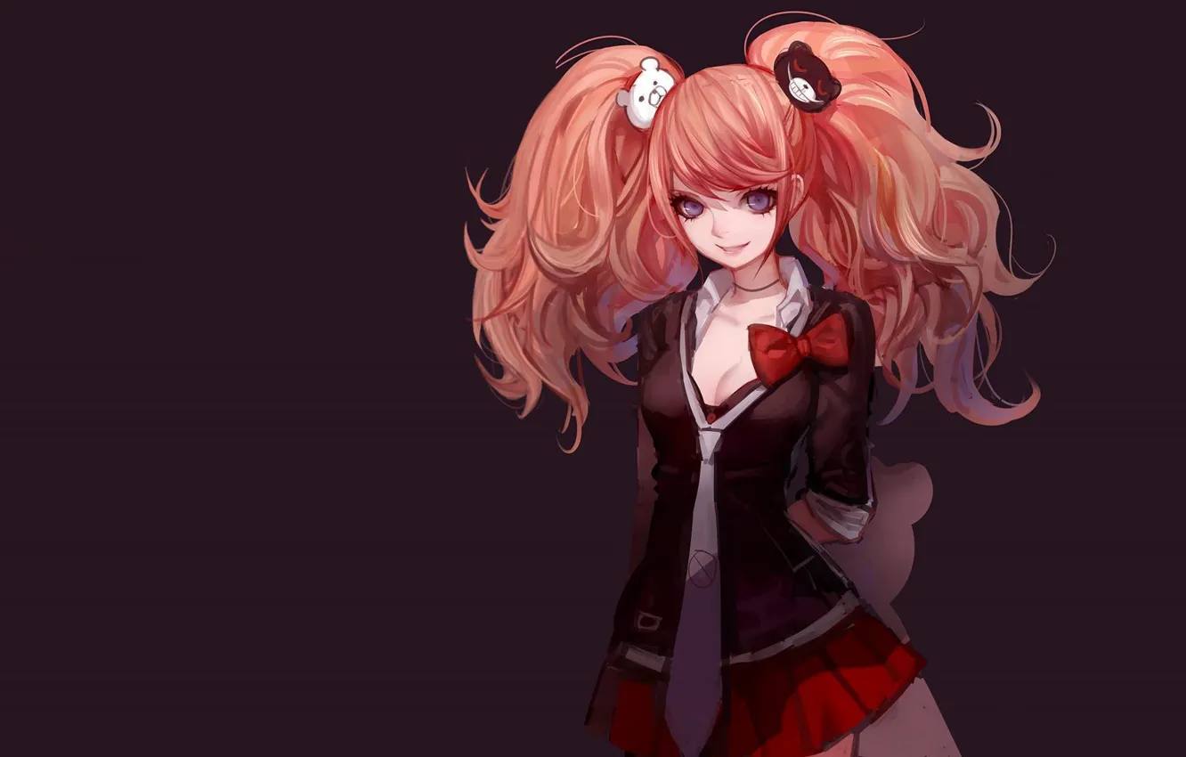 Фото обои арт, Аниме, enoshima junko, Danganronpa, школьна форма.