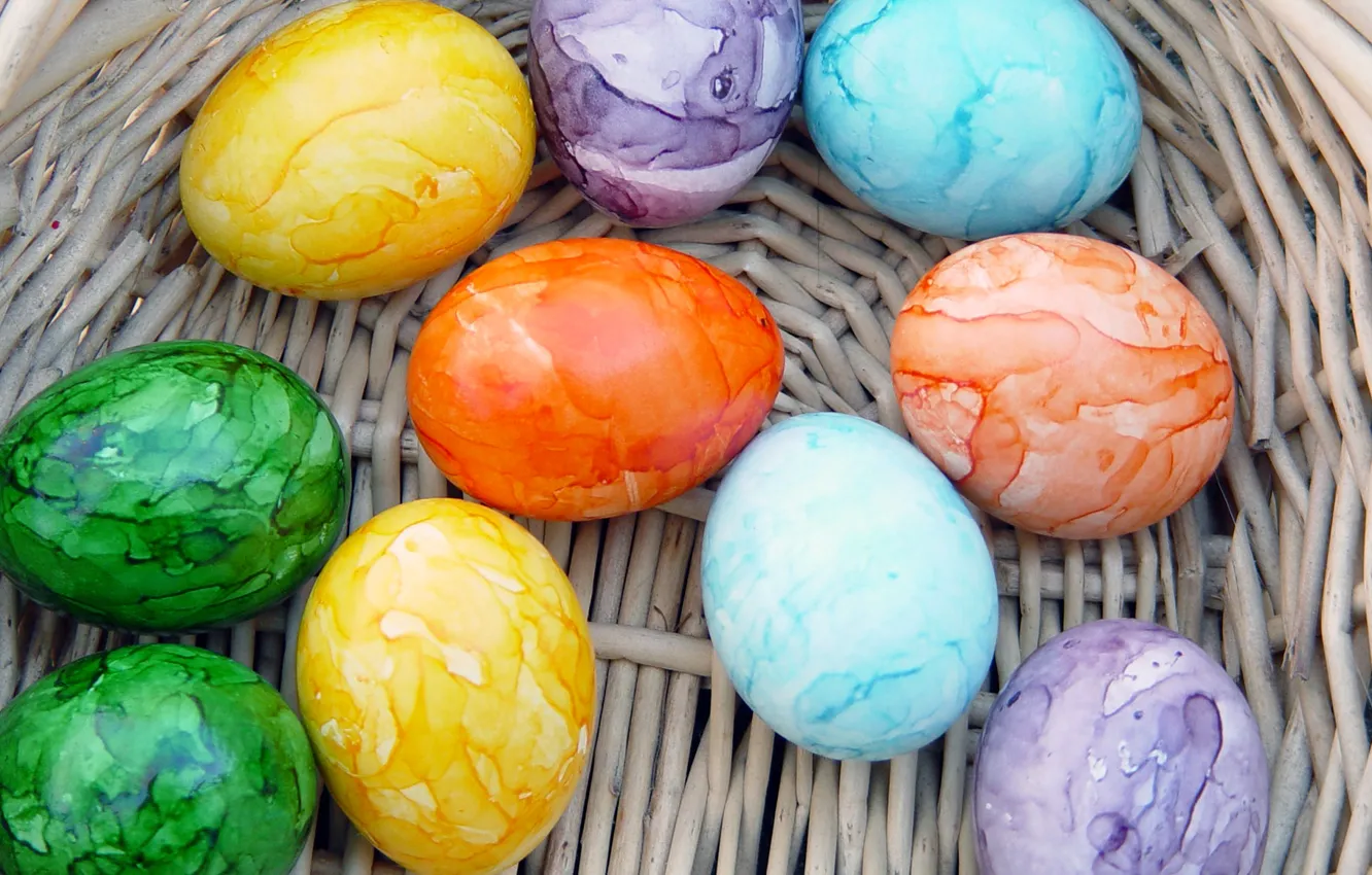 Фото обои яйца, Пасха, корзинка, воскресение, крашенка