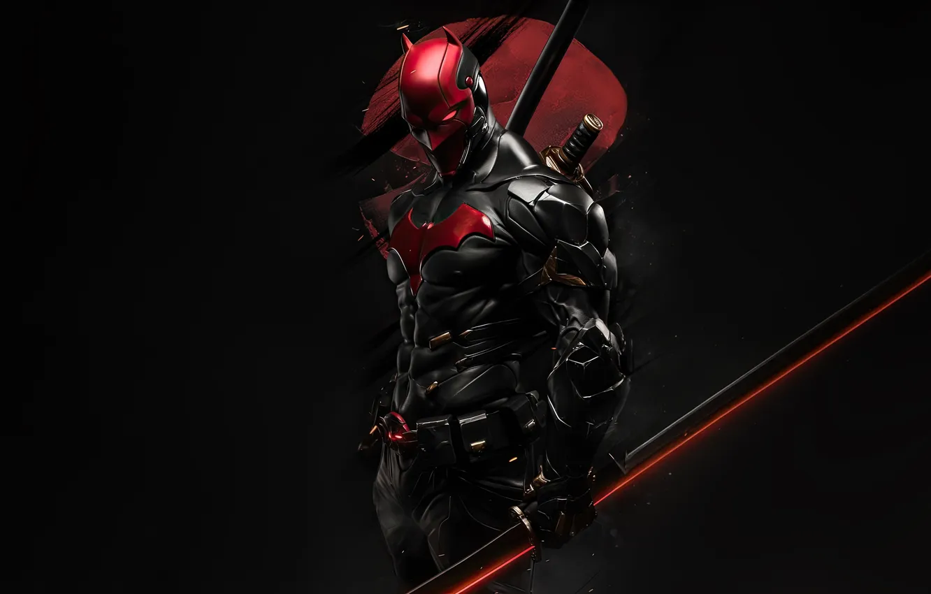 Фото обои samurai, red hood, meets