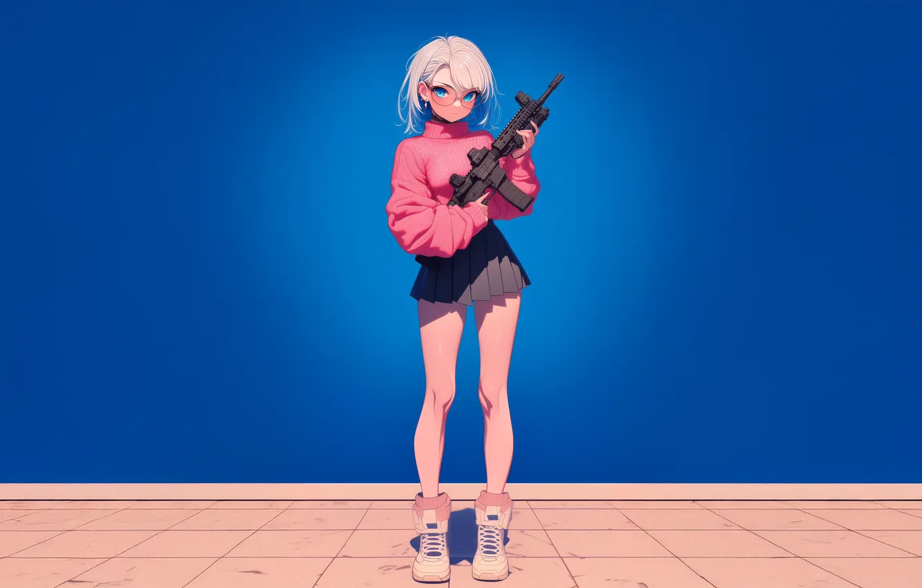 Фото обои girl, weapon, AI art