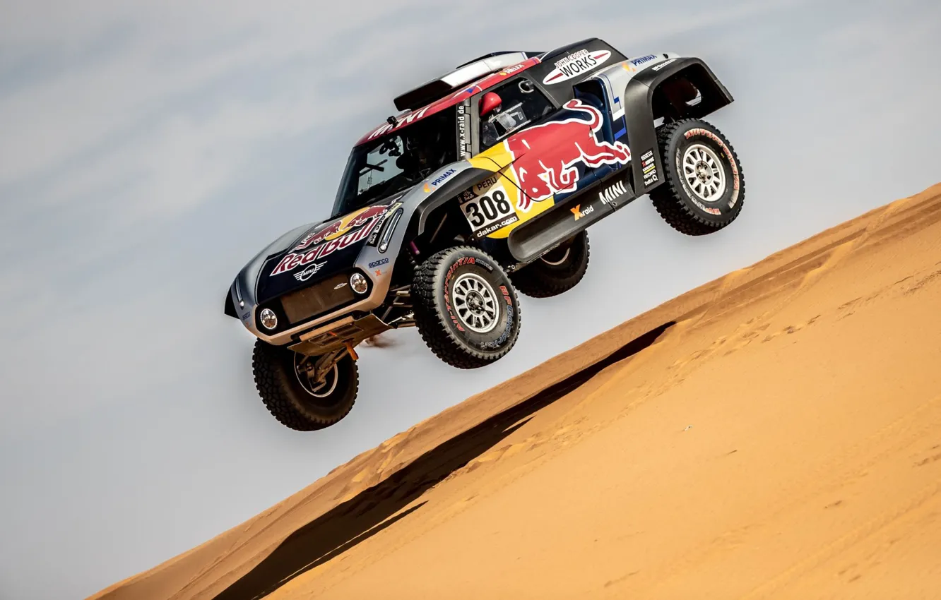 Фото обои Песок, Авто, Mini, Машина, Автомобиль, 308, Rally, Dakar