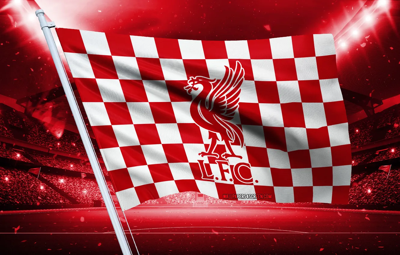 Фото обои Logo, Football, Liverpool, Liverpool FC, YNWA, Soccer, Flag, Emblem