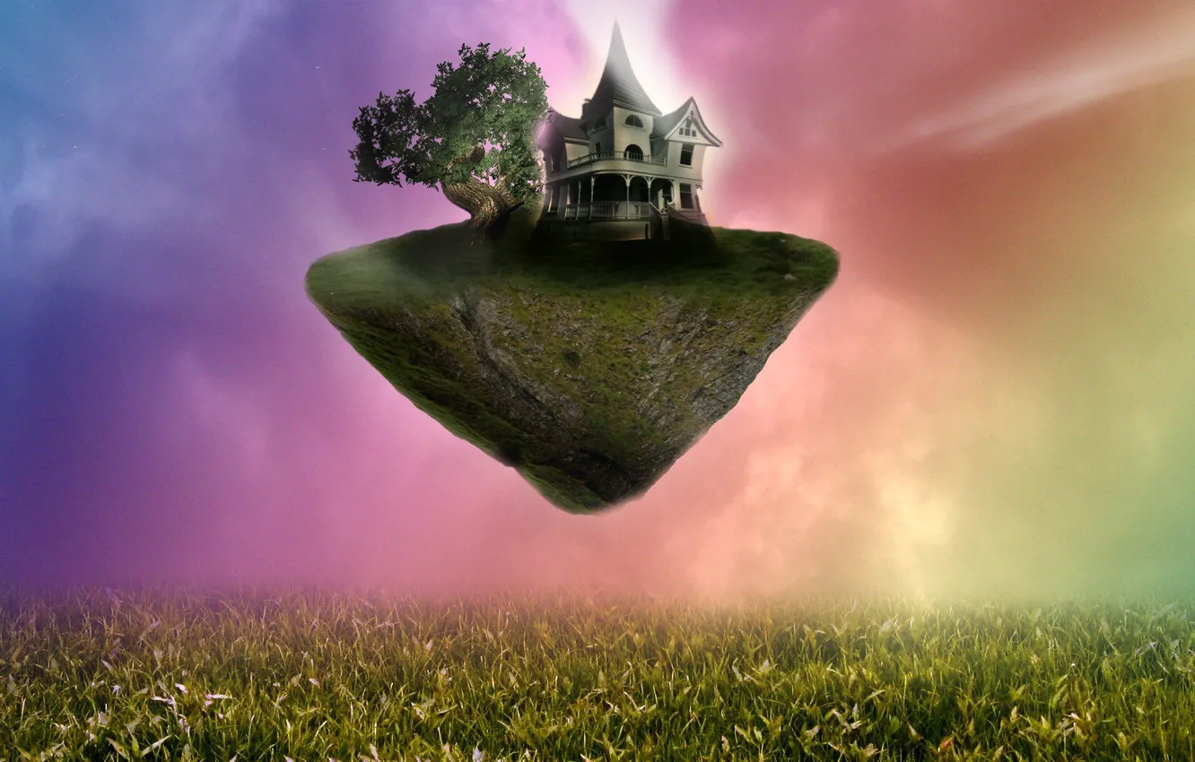 Фото обои трава, дом, дерево, house, grass, строение, tree, размытый фон
