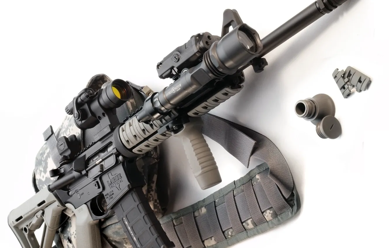 Фото обои gun, AR-15, telescopic sight, equipment