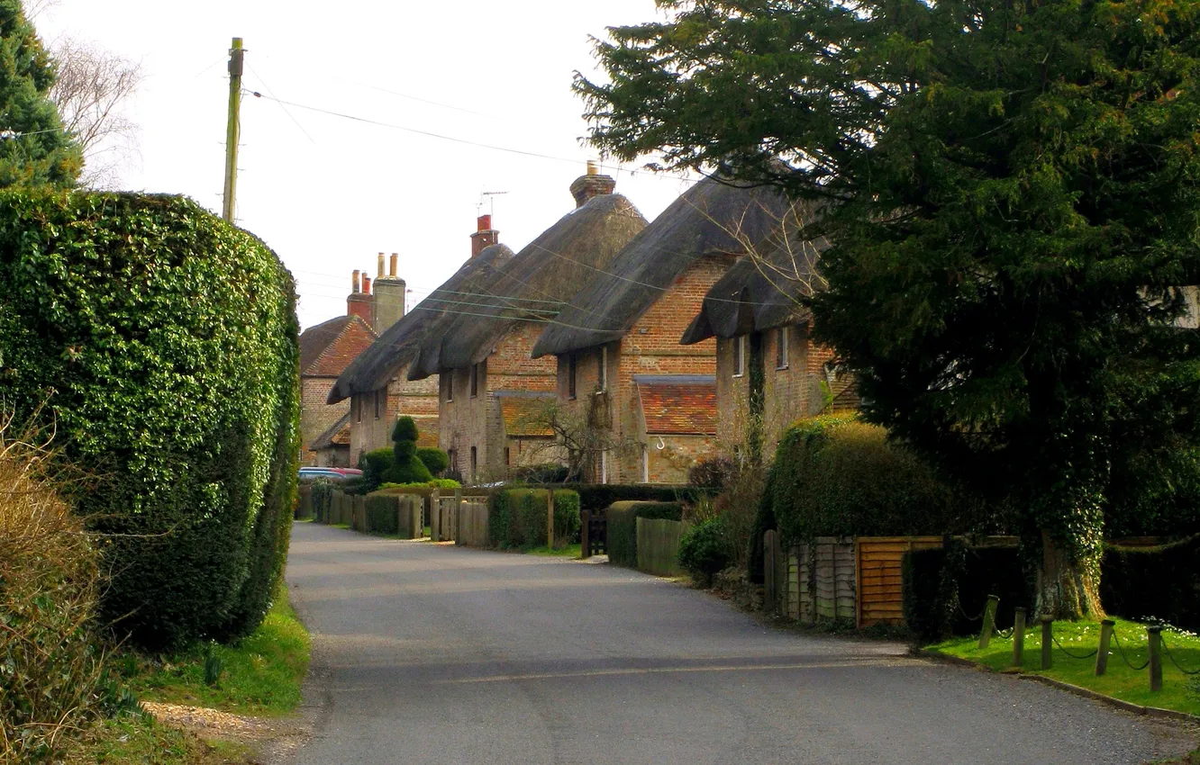Фото обои улица, дома, Великобритания, Hampshire, East Stratton