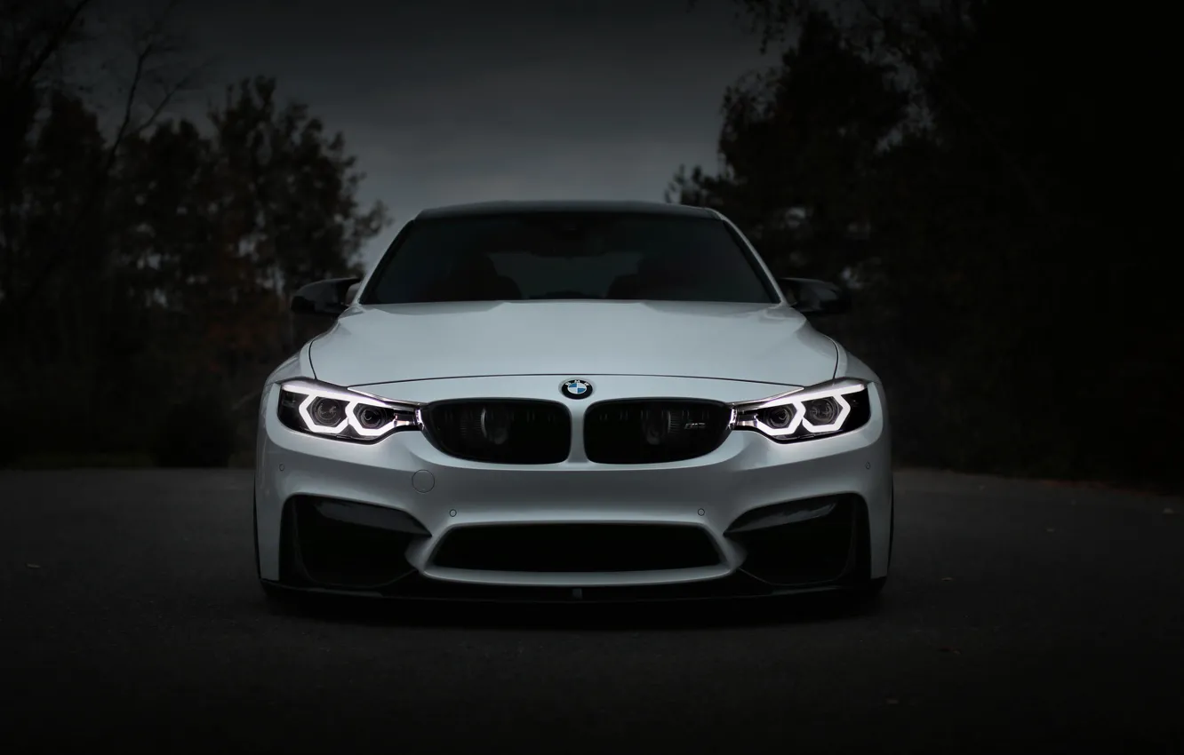 Фото обои BMW, Light, Front, White, Evening, Face, F80, Sight