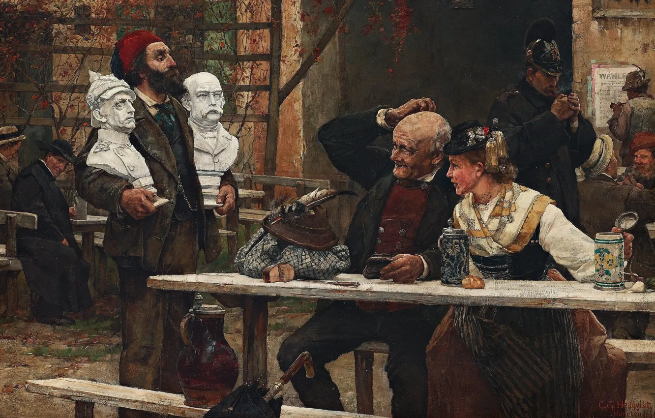 Фото обои 1882, Carl Gustaf Hellqvist, шведский художник, Swedish painter, oil on canvas, Bismarck or Moltke, Карл …