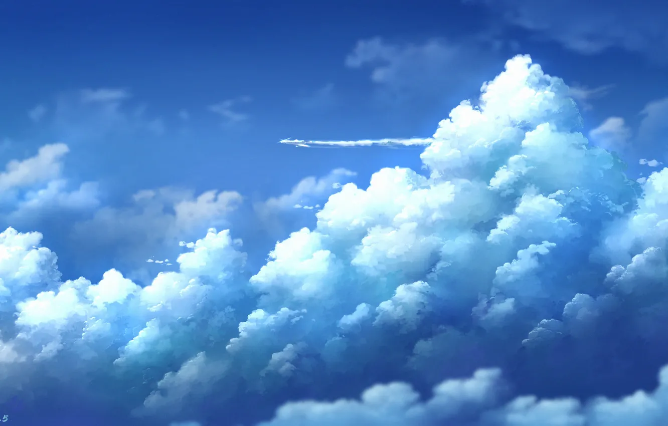 Фото обои небо, облака, пушистые