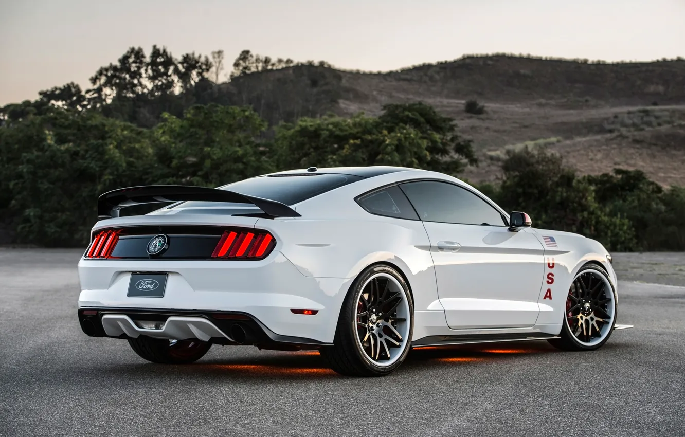 Фото обои Mustang, Ford, Ford Mustang, White, Apollo, Tuning, Edition, 2015