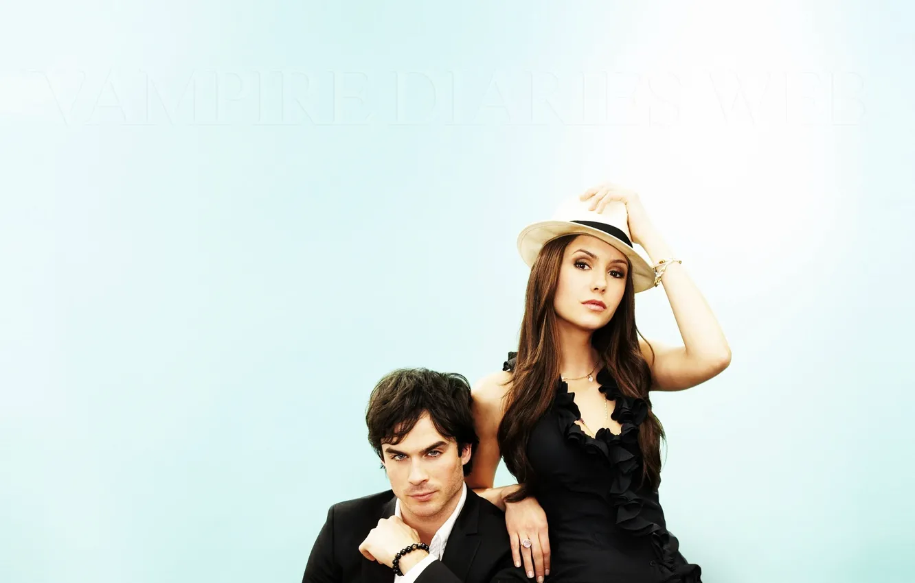 Фото обои фильм, дневники вампира, nina dobrev, ian somerhalder