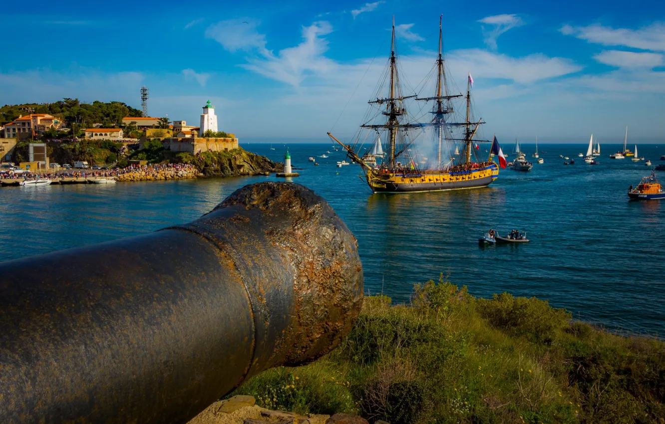 Фото обои море, пейзаж, природа, Франция, корабли, лодки, Port-Vendres