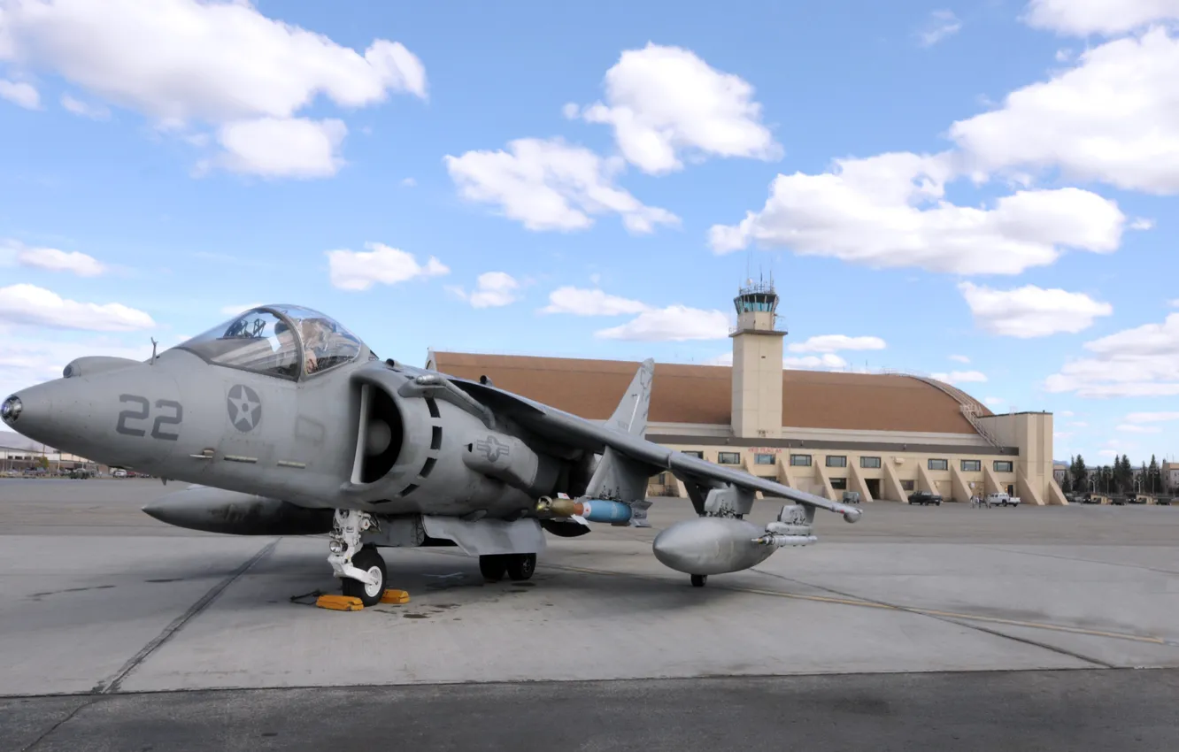 Фото обои Самолет, Истребитель, День, Крылья, Авиация, ВВС, Harrier, Бомбардировщик