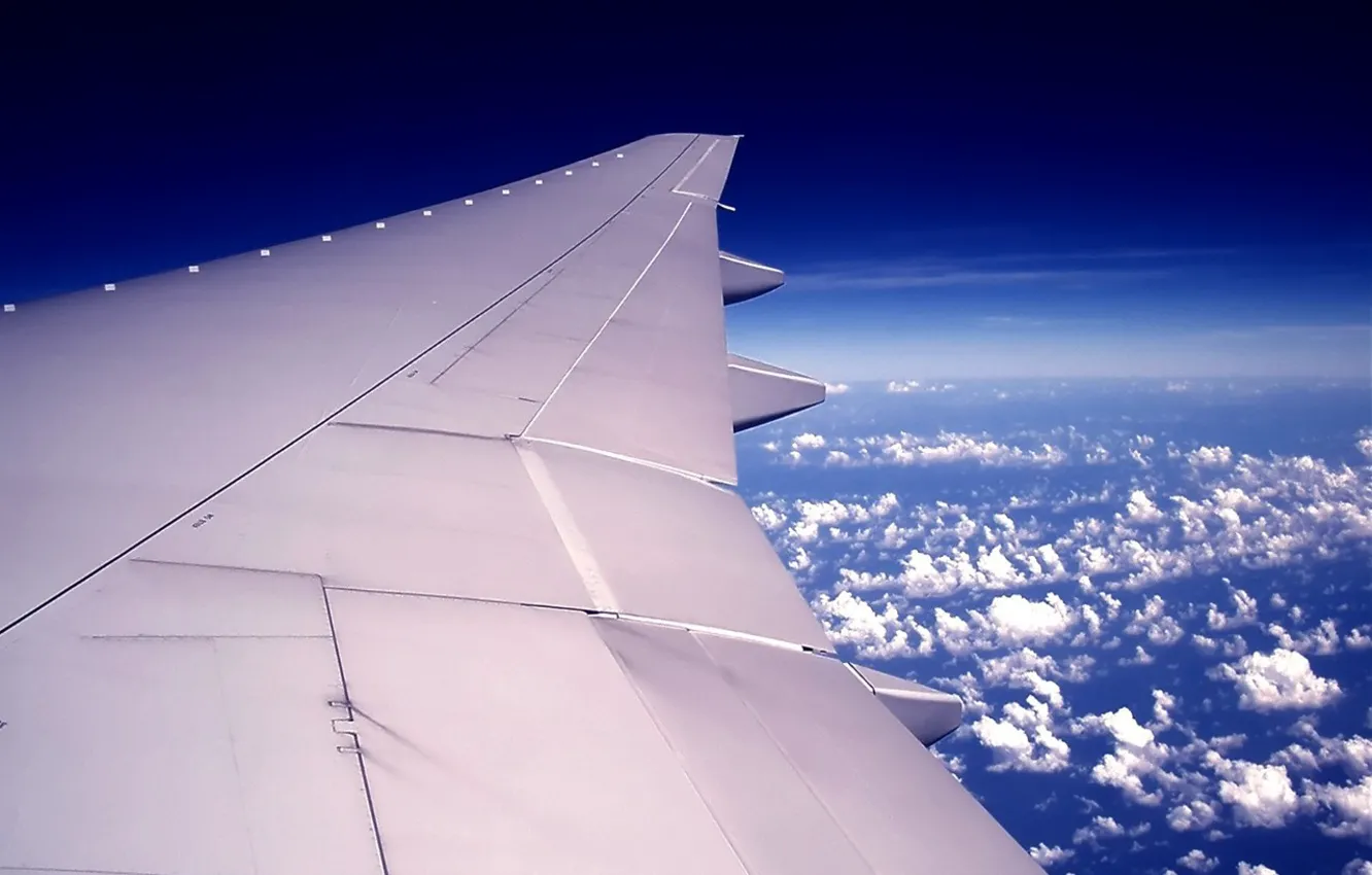 Фото обои облака, Самолет, крыло