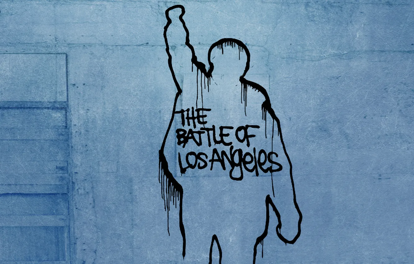 Фото обои стена, надпись, рисунок, the battle of los angeles, Rage against the machine