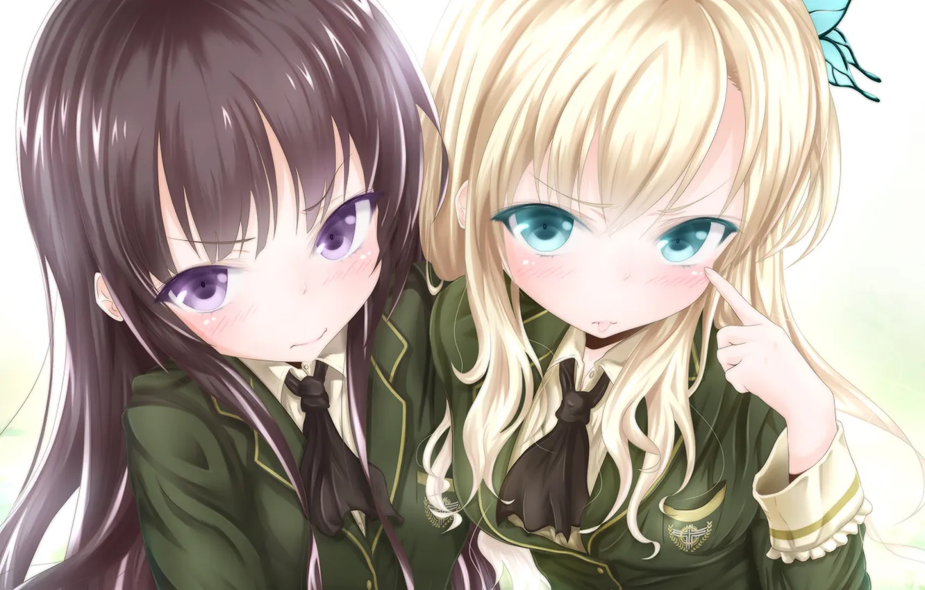 Фото обои взгляд, девушки, школьницы, недовольство, art, boku wa tomodachi ga sukunai, kashiwazaki sena, смущение