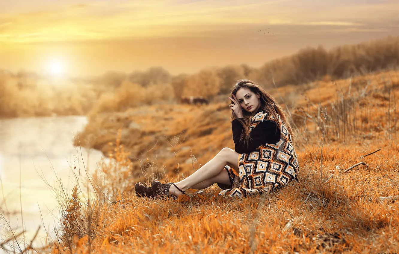 Фото обои Girl, Light, Model, Sunset, Beauty, Lovely, Alessandro Di Cicco, Natiral