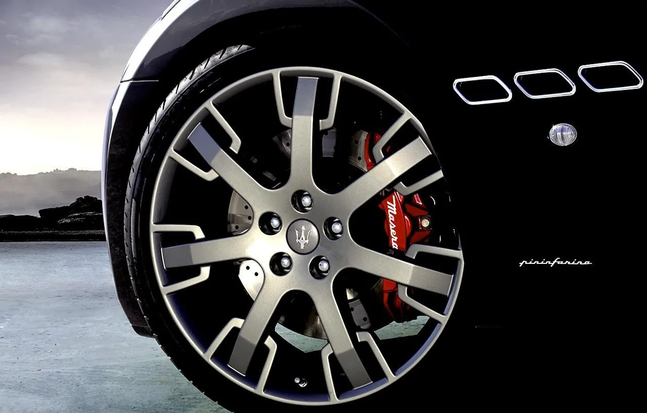 Фото обои Maserati, Черный, колесо, Мазерати