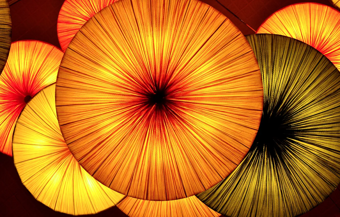 Фото обои свет, огни, зонт, фонари, ткань