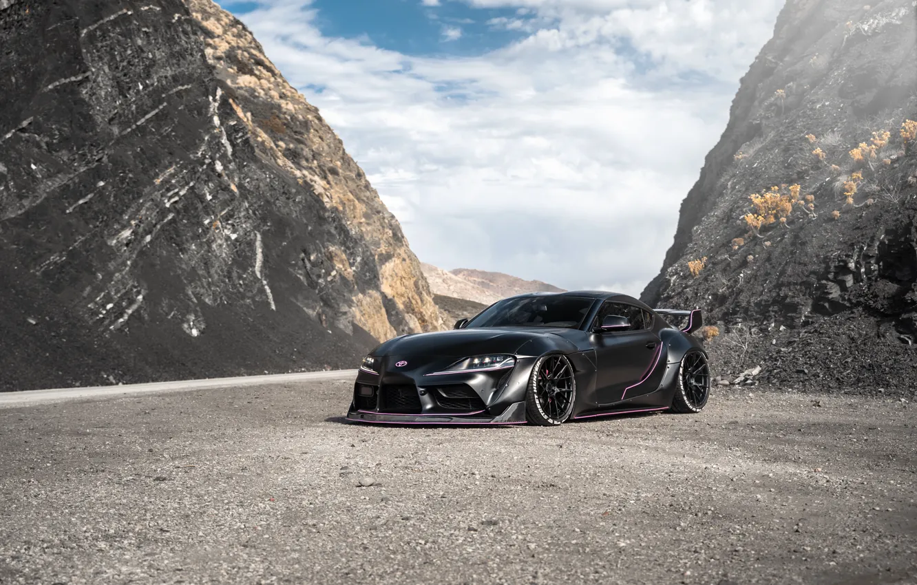 Фото обои Toyota, Supra, Matte black, Streethunter Kit