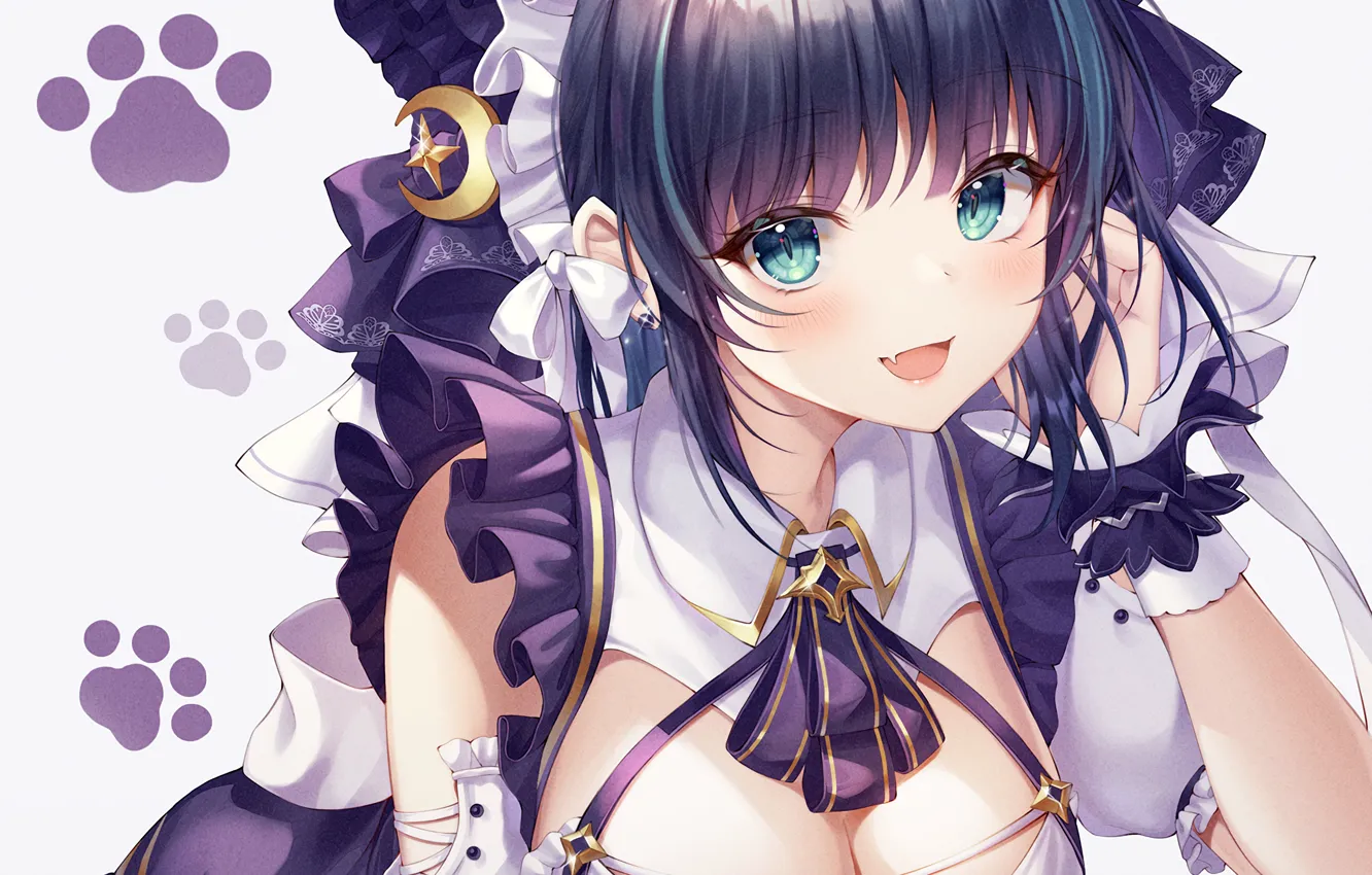 Фото обои girl, sexy, cleavage, dress, boobs, anime, beautiful, short hair