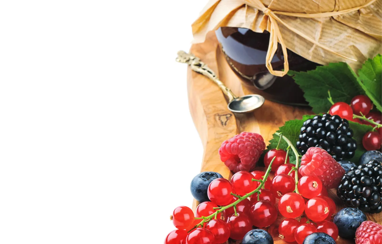 Фото обои ягоды, ложка, банка, варенье, spoon, berries, Bank, marmalades