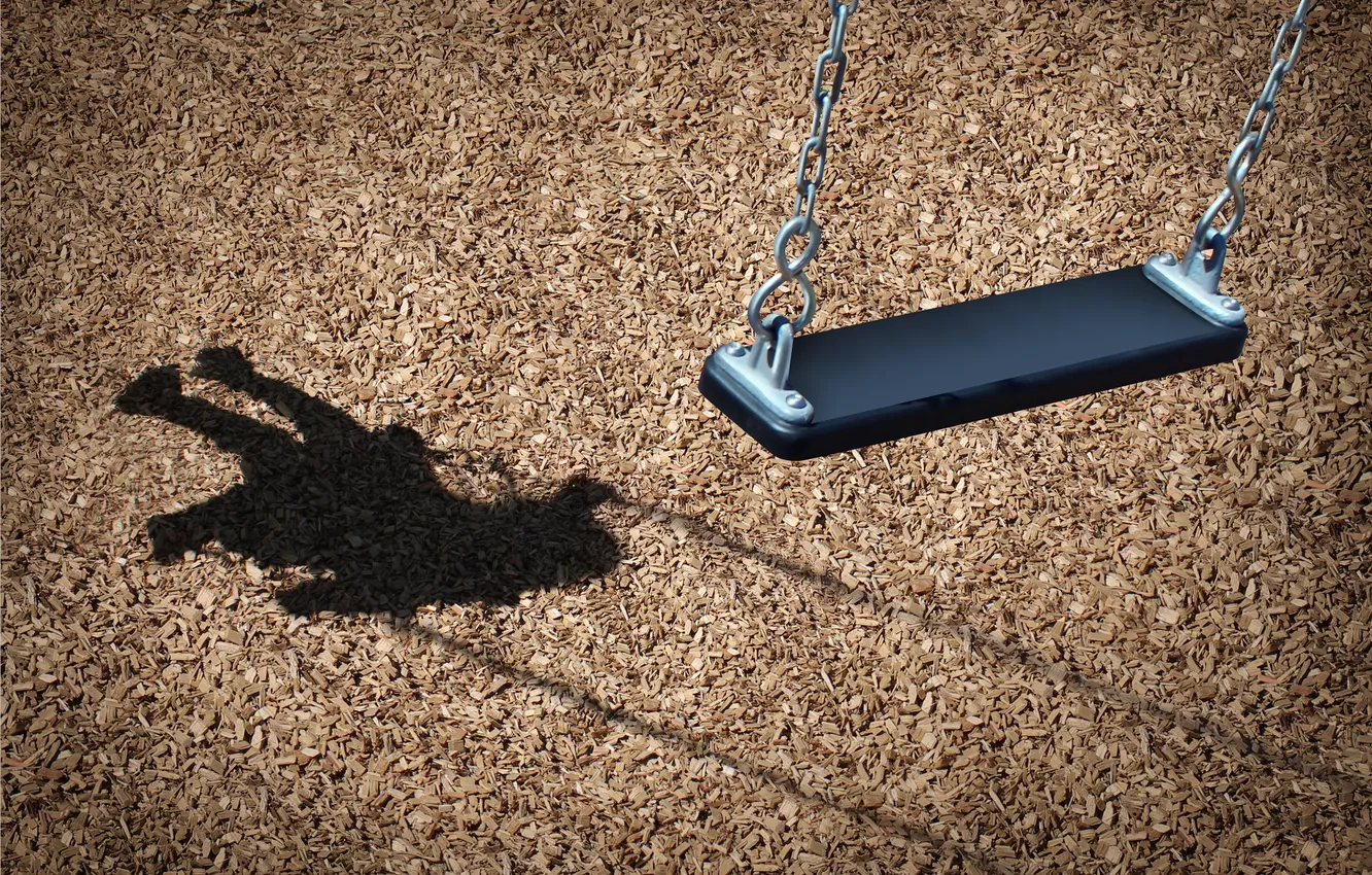 Фото обои park, shadow, empty, hammock, missing children