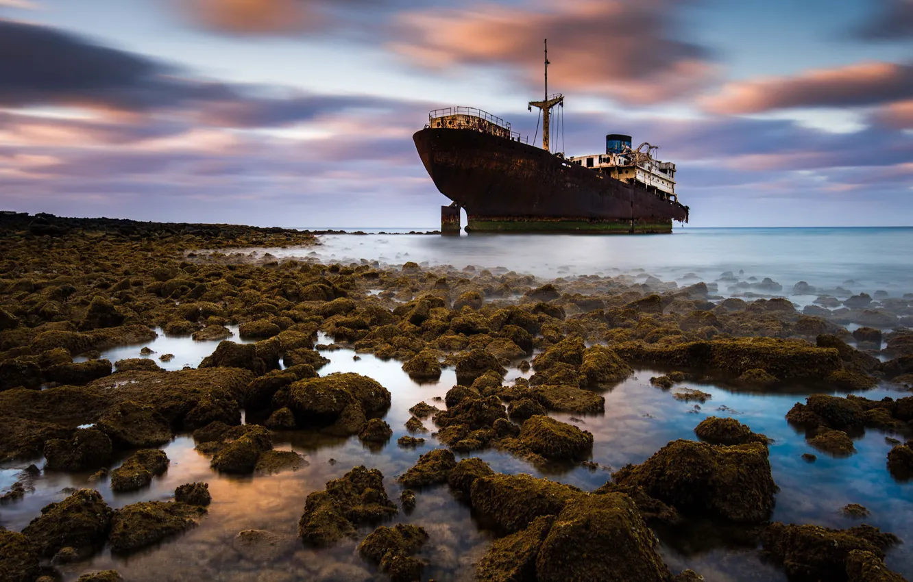 Фото обои Spain, Canary Islands, Ghost Ship, Punta Del Hornito