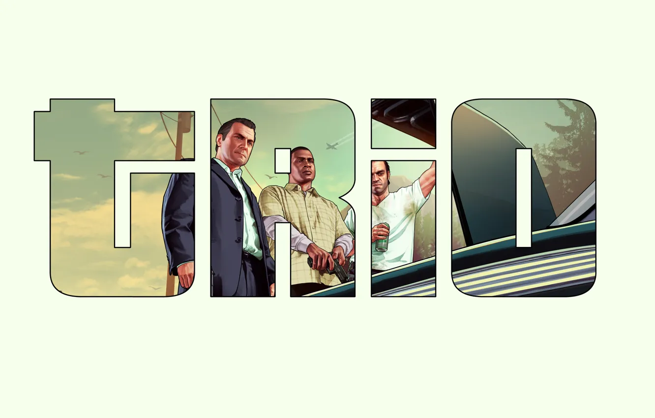Фото обои трио, майкл, michael, франклин, тревор, trio, гта 5, GtaV