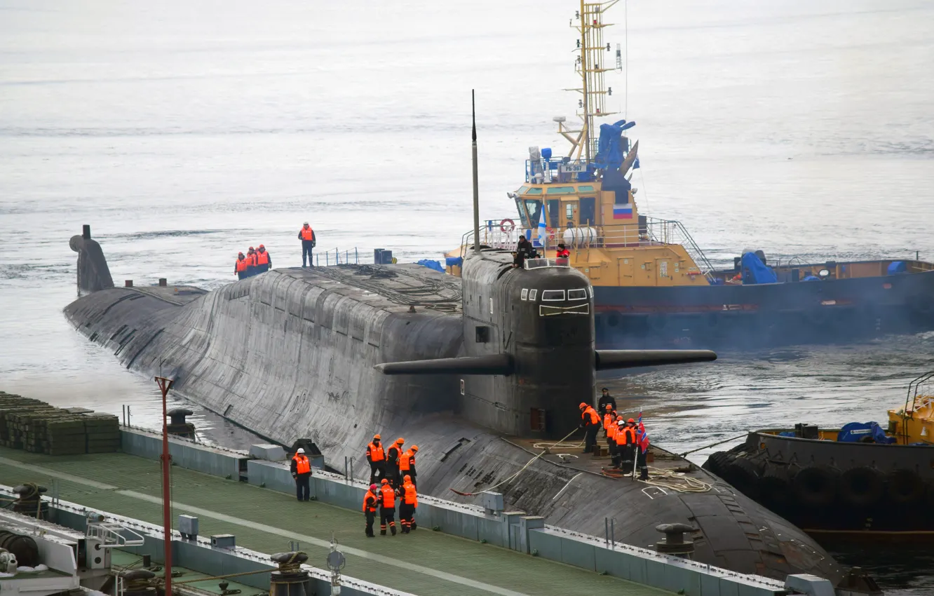 Фото обои субмарина, Карелия, швартовка, К-18