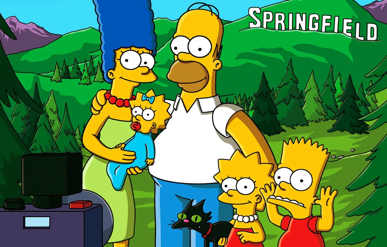 Фото обои Фото, Симпсоны, Рисунок, Гомер, Мэгги, Maggie, Simpsons, Барт