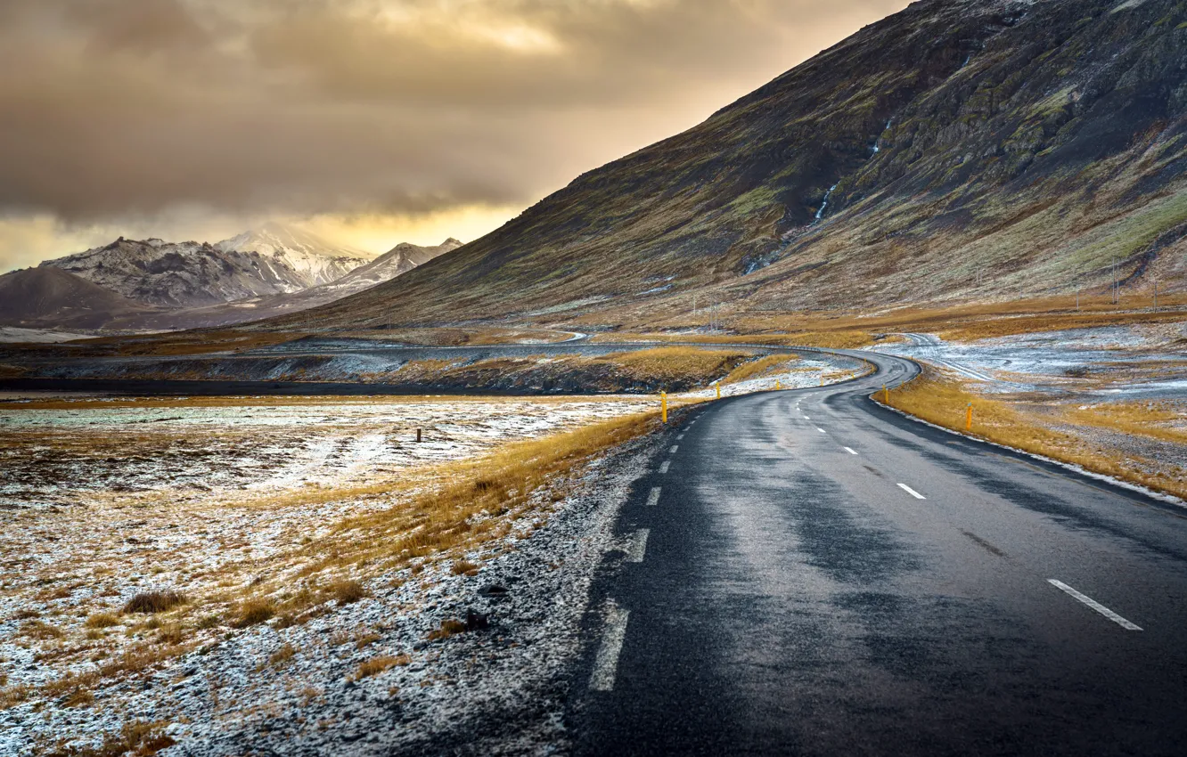 Фото обои Iceland, Snæfellsnes Peninsula, Road to Nowhere