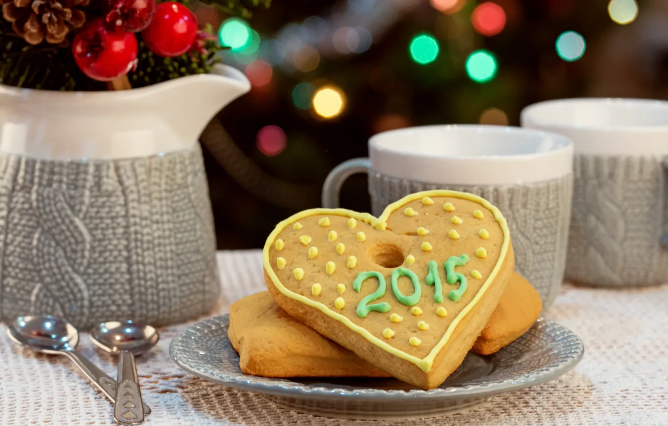 Фото обои украшения, сердце, печенье, Рождество, Новый год, Christmas, decoration, xmas