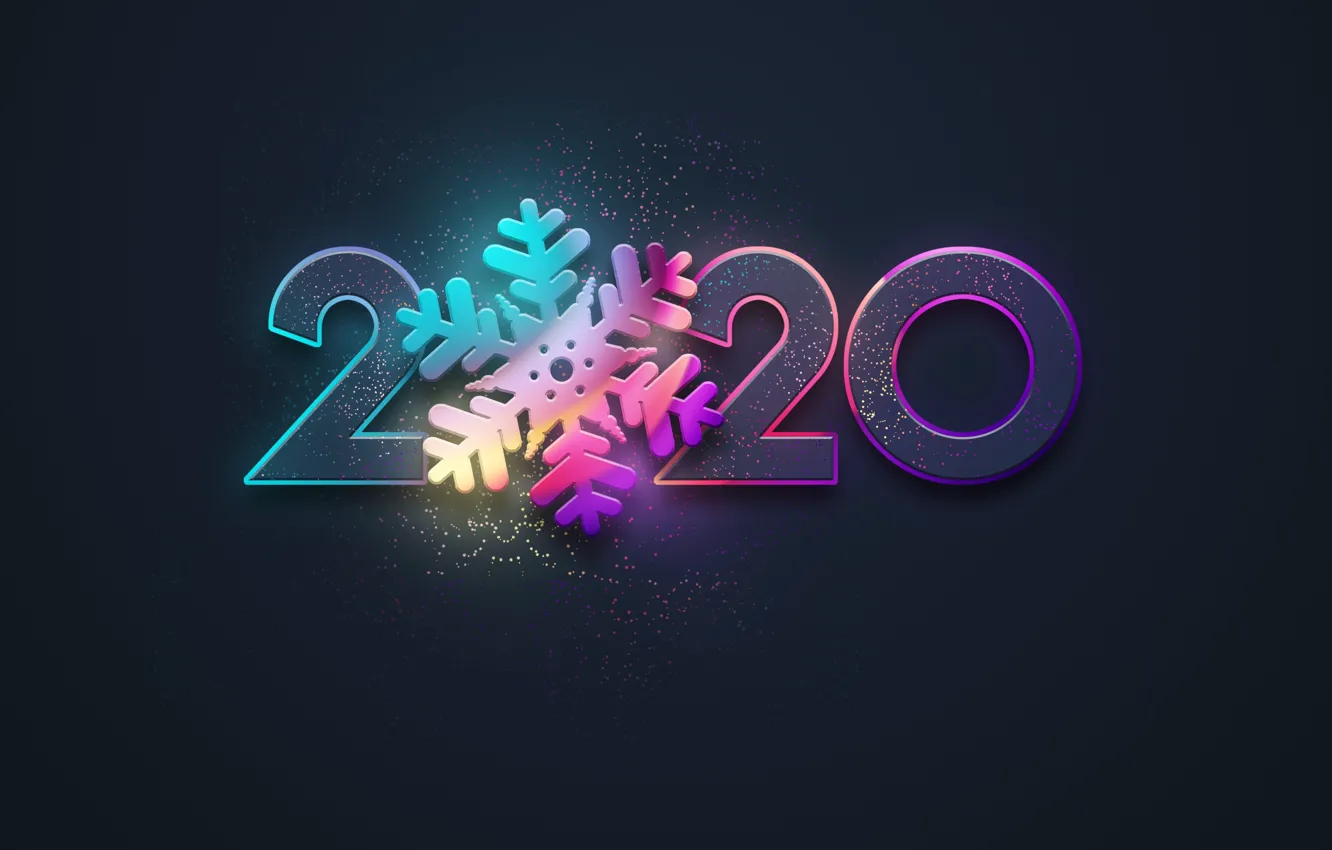 Фото обои новый год, colors, неон, черный фон, new year, happy, neon, 2020