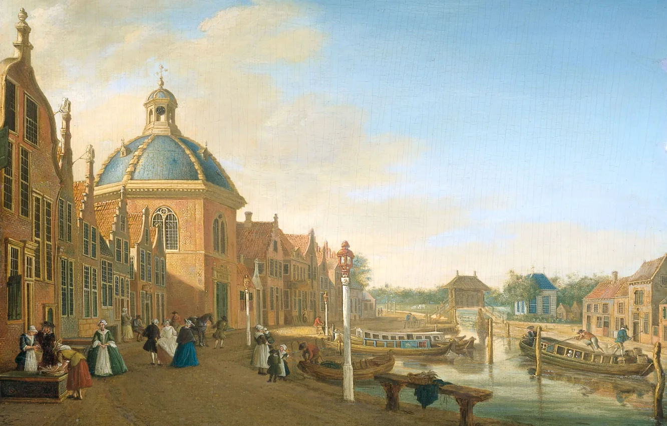 Фото обои картина, городской пейзаж, Паулюс Константин Лафарг, Пруд на Канале в Лейдсендам
