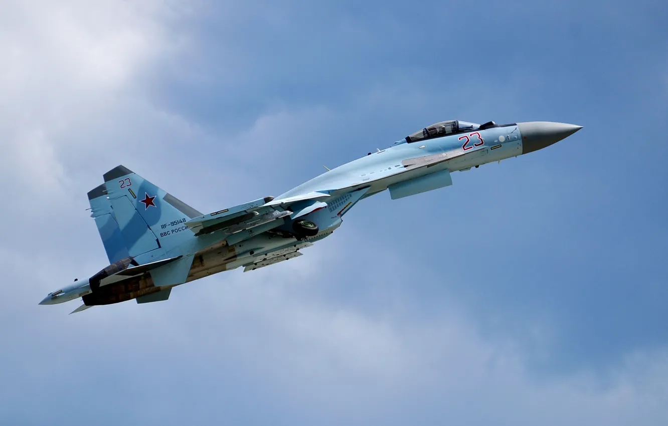 Фото обои истребитель, Су-35, реактивный, многоцелевой, сверхманевренный