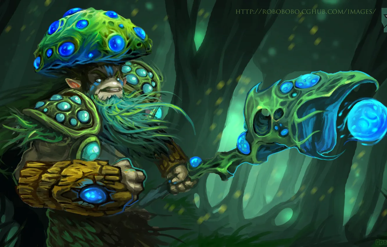 Фото обои гриб, арт, посох, Dota 2, Nature's Prophet
