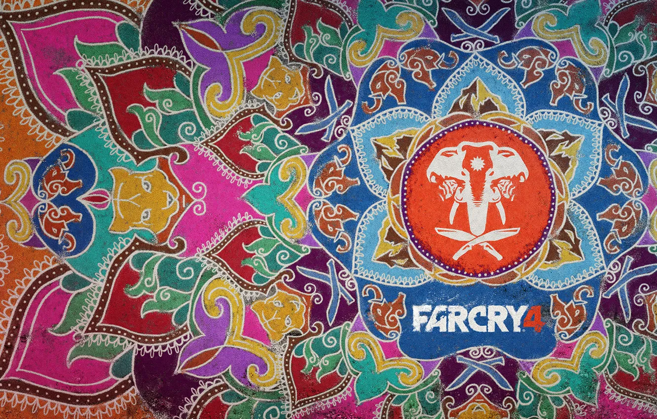 Фото обои оружие, узоры, краски, слон, голова, Far Cry 4