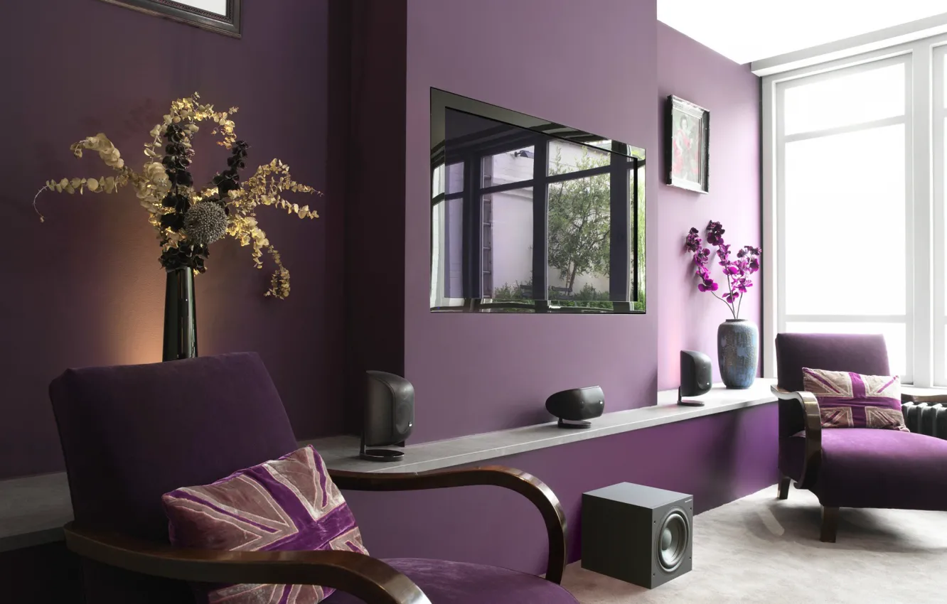 Фото обои House, Purple, Room, Interior, Style Design