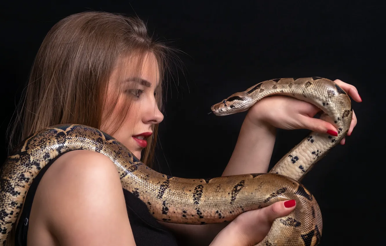 Фото обои девушка, змея, ситуация