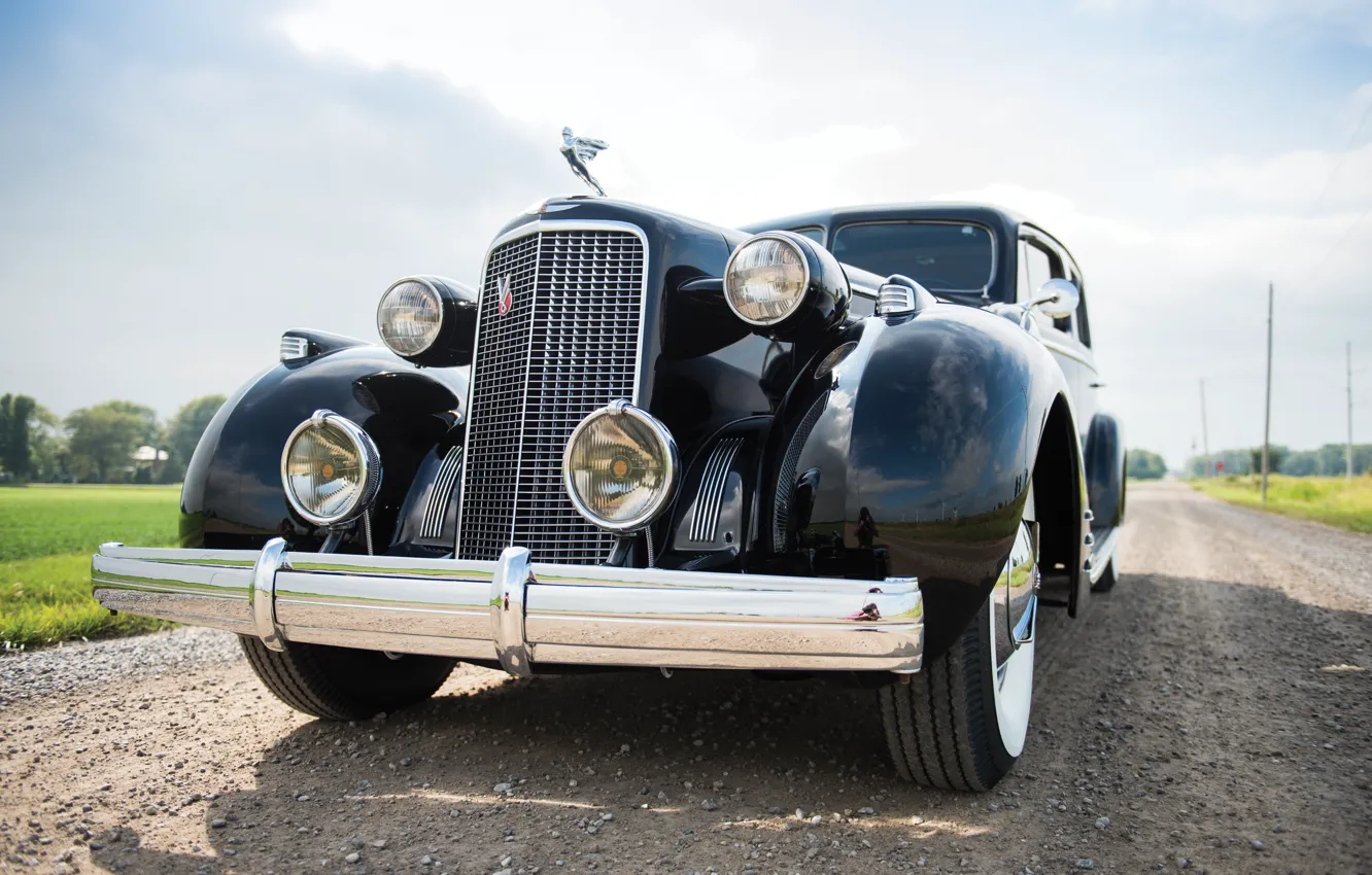 Фото обои ретро, Cadillac, вид, Imperial, 1937, passenger