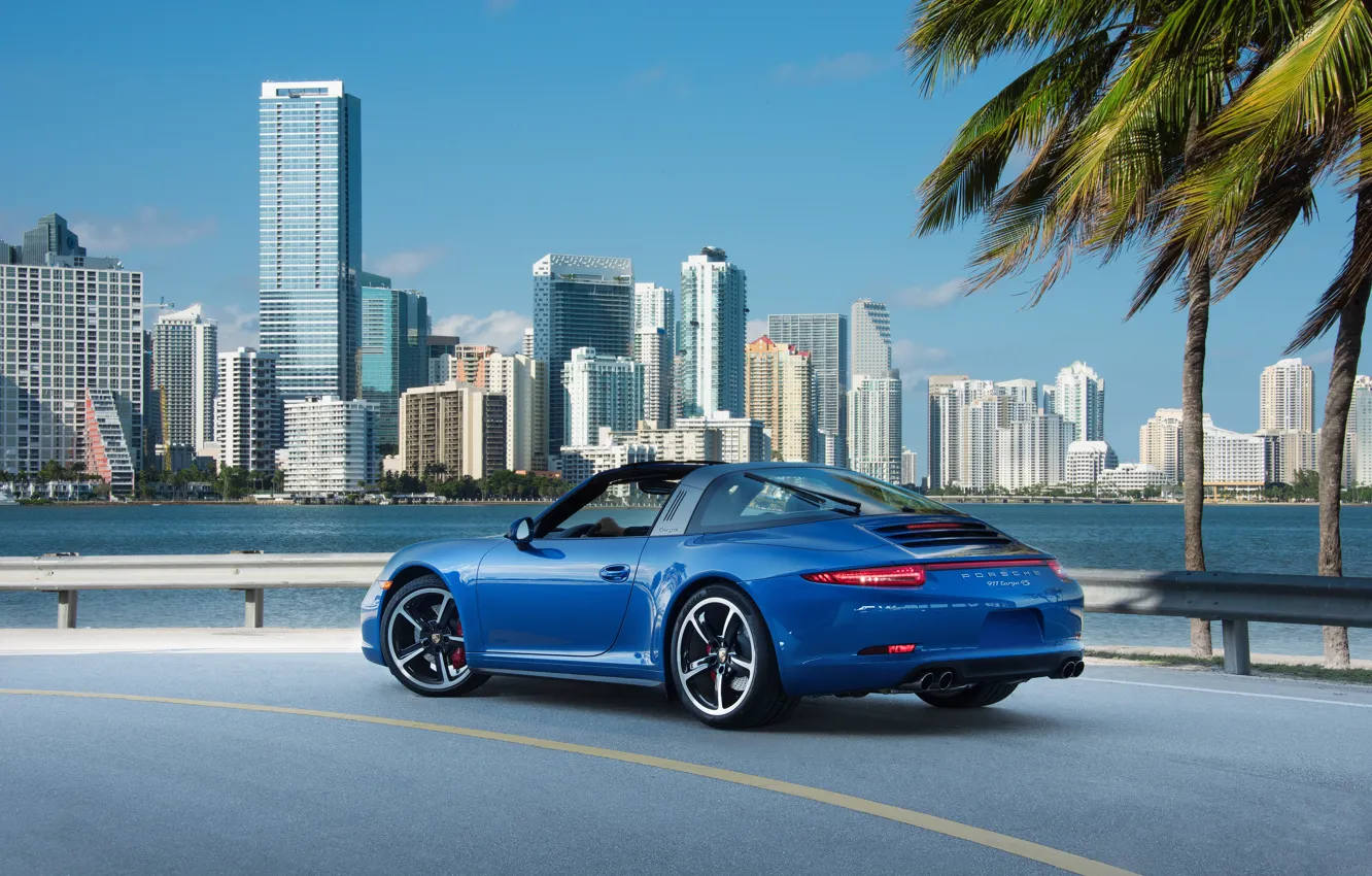 Фото обои 911, Porsche, порше, синяя, тарга, Targa 4S