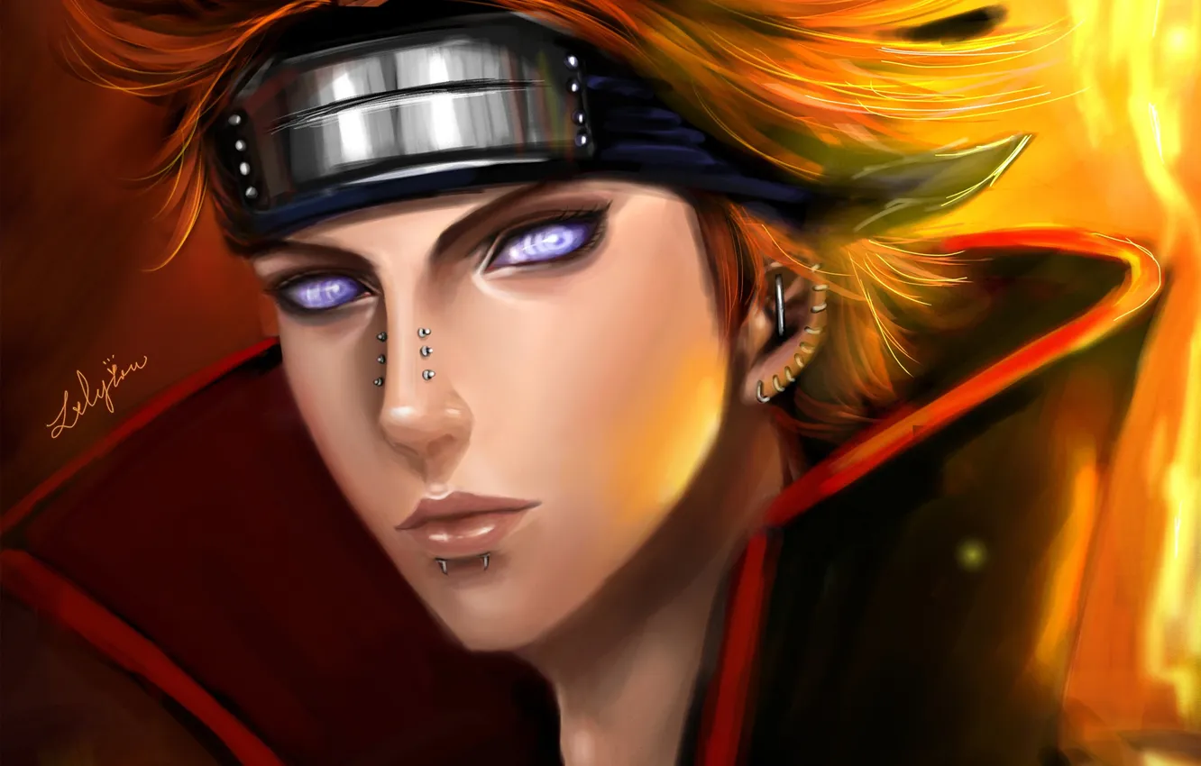 Фото обои пирсинг, арт, бандана, NARUTO, Lilyzou, PEIN