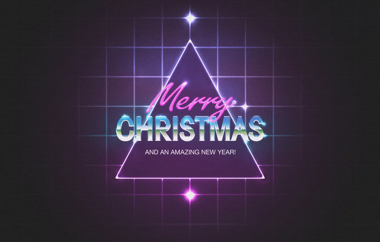 Фото обои неон, квадраты, Новый Год, Рождество, треугольник, New Year, Merry Chrismas