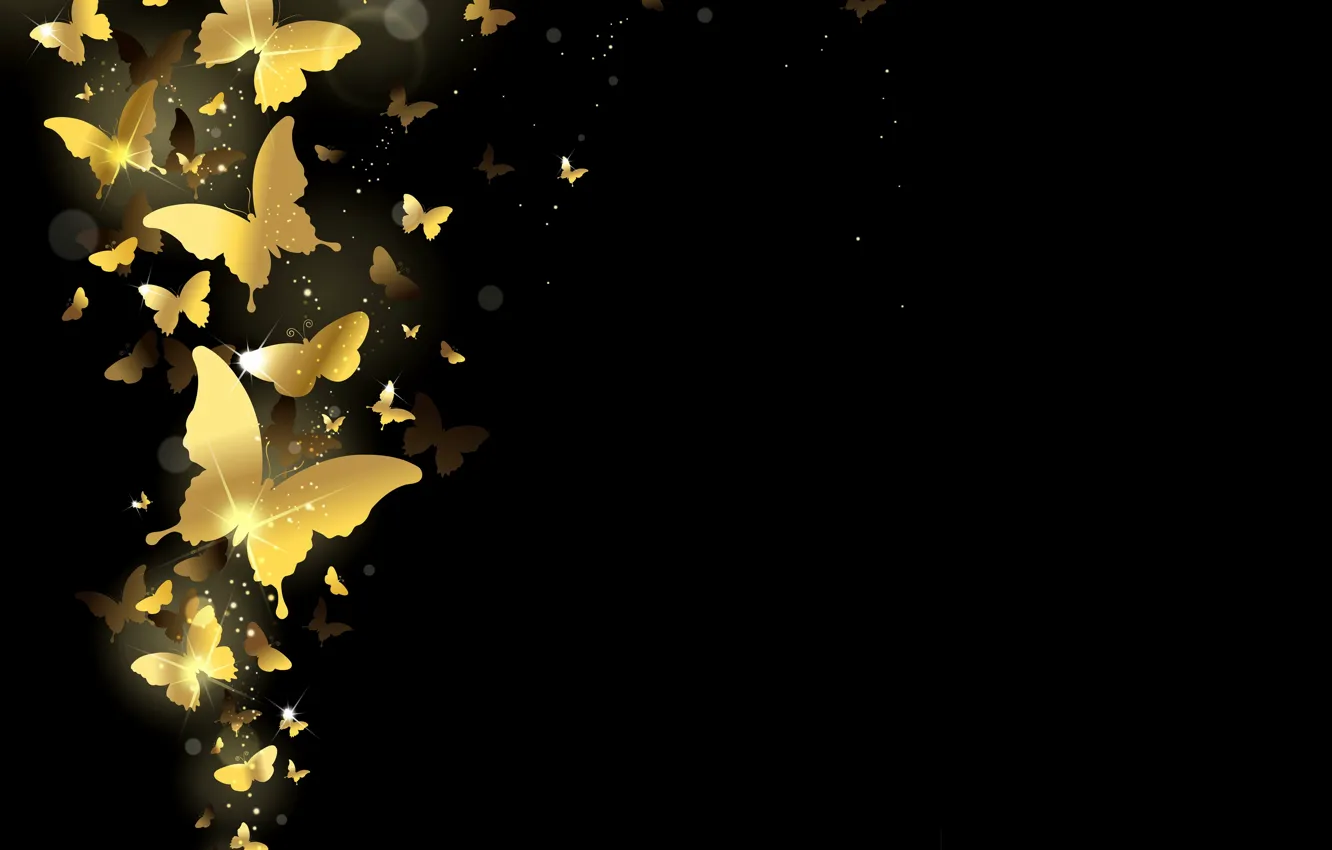 Фото обои бабочки, фон, золото, golden, design, background, sparkle, butterflies