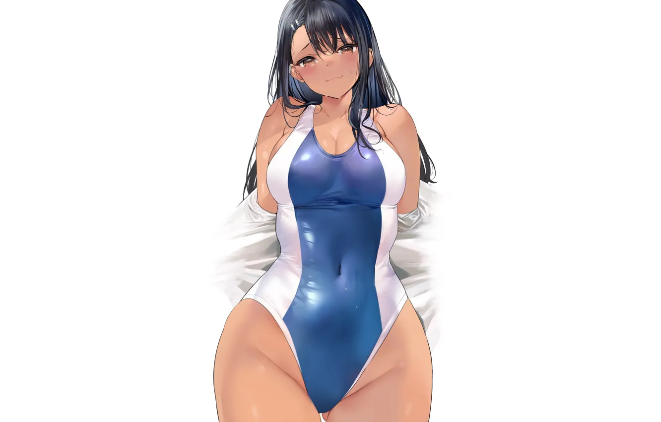 Фото обои girl, sexy, Anime, brown, swimsuit, tanned, tanned girl, mizugi