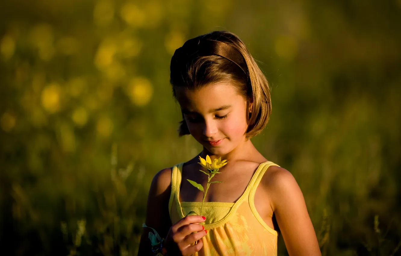 Фото обои цветок, настроение, девочка