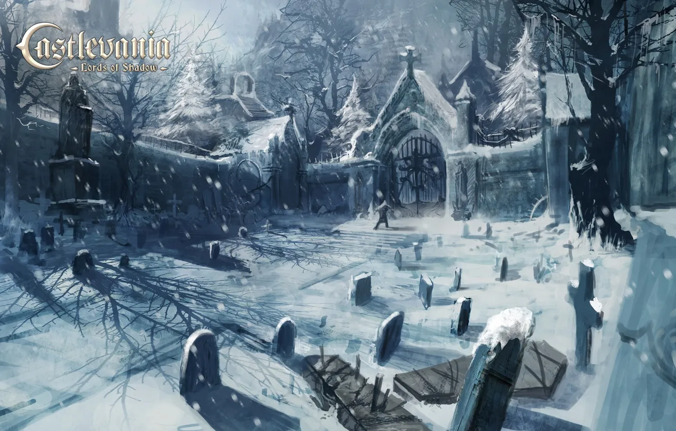 Фото обои снег, могилы, погост, Castlevania, Lords of Shadow, клабдище