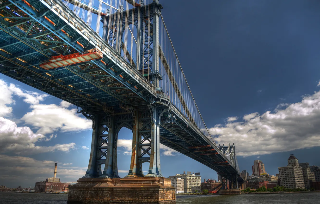 Фото обои Нью-Йорк, New York City, Manhattan Bridge, Манхэттенский мост